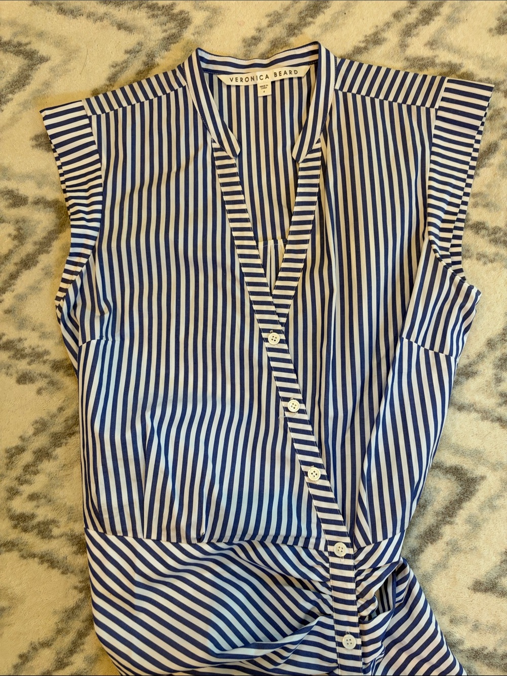 Veronica Beard Blue and White Striped Midi Dress - Picture 3 of 9